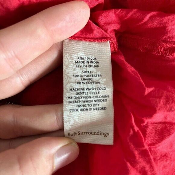 Soft Surroundings Tie Dye Watercolor Orange Boho Hippie Flowy Maxi Dress Sz S - Picture 11 of 11